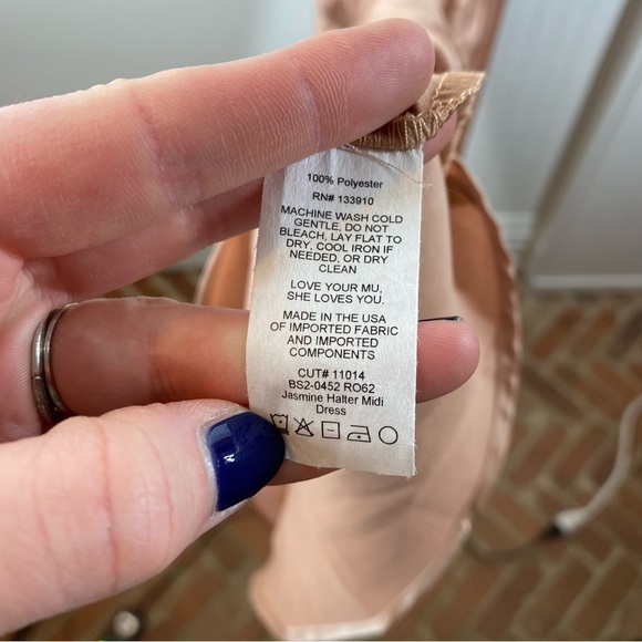 Show Me Your Mumu Jasmine Halter Midi Dress rose gold luxe‎ satin size xs formal - Picture 3 of 11